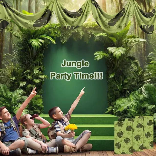 Alt view image 5 of 7 - 3 Pcs 36 ft Rainforest Palm Leaves Decorations for Vbs Jungle Tropical Safari Ceiling Hanging Decor with Ropes Hawaiian Luau Rainforest Jungle Party Banner for Summer Sunday School Classroom