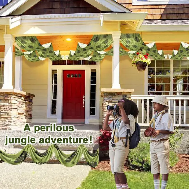 Alt view image 7 of 7 - 3 Pcs 36 ft Rainforest Palm Leaves Decorations for Vbs Jungle Tropical Safari Ceiling Hanging Decor with Ropes Hawaiian Luau Rainforest Jungle Party Banner for Summer Sunday School Classroom