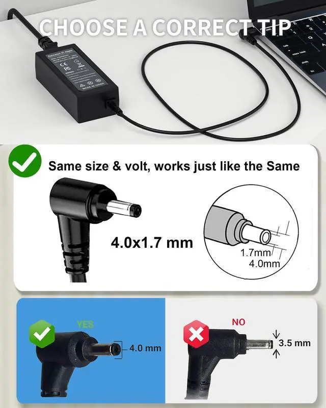 Alt view image 3 of 7 - Laptop Charger for Lenovo IdeaPad Charger - IdeaPad 1 3 5 1i 15IJL7 15IAU7 | 330 320 330s S145 S340, Flex 4 5 6 1470, V15 G4 ABP, V15 G2 ALC, V14, V17 Laptop Computer Business Student Power Cord