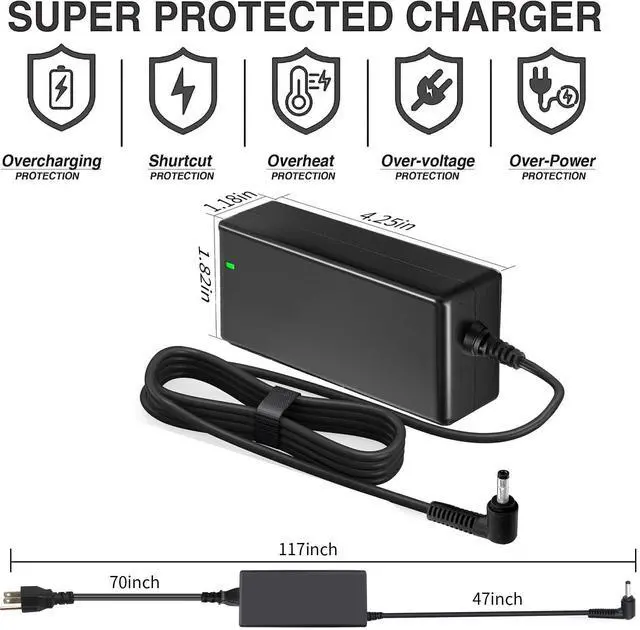 Alt view image 5 of 7 - Laptop Charger for Lenovo IdeaPad Charger - IdeaPad 1 3 5 1i 15IJL7 15IAU7 | 330 320 330s S145 S340, Flex 4 5 6 1470, V15 G4 ABP, V15 G2 ALC, V14, V17 Laptop Computer Business Student Power Cord