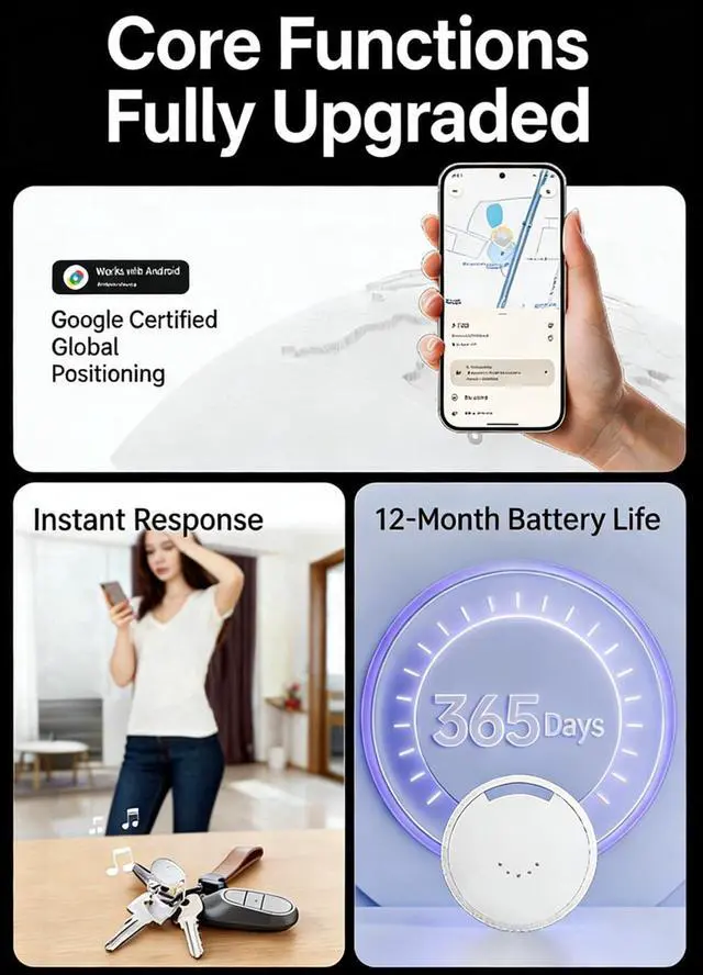 Alt view image 6 of 7 - 4 Pack Android Air Trackers,2026 New Key Finder for Android,Compatible with Google Find Hub App,with 4 Case, IP66 Waterproof,Luggage,Keys,Backpack Trackers,4colors (Round 4 Colors)
