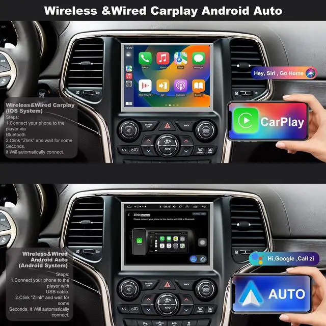 Alt view image 2 of 7 - 5GWiFi Upgrade Radio for Jeep Grand Cherokee 2014-2021, Dodge RAM 1500/2500/3500 2013-2018, Dodge Challenger Charger Durango 2015-2023, Touch Screen Car Stereo Carplay GPS (Only Fit 8.4inch Screen)