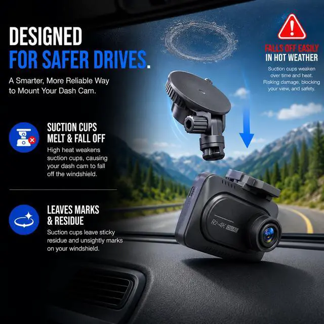 Alt view image 2 of 7 - Dash Cam Mount Replacement Holder, Fits Rove r2-4k and Other Dash Cams | Easy Rearview Mirror Installation | No More Falling Suction Cups | Multiple Adapters | Secure Adjustable View