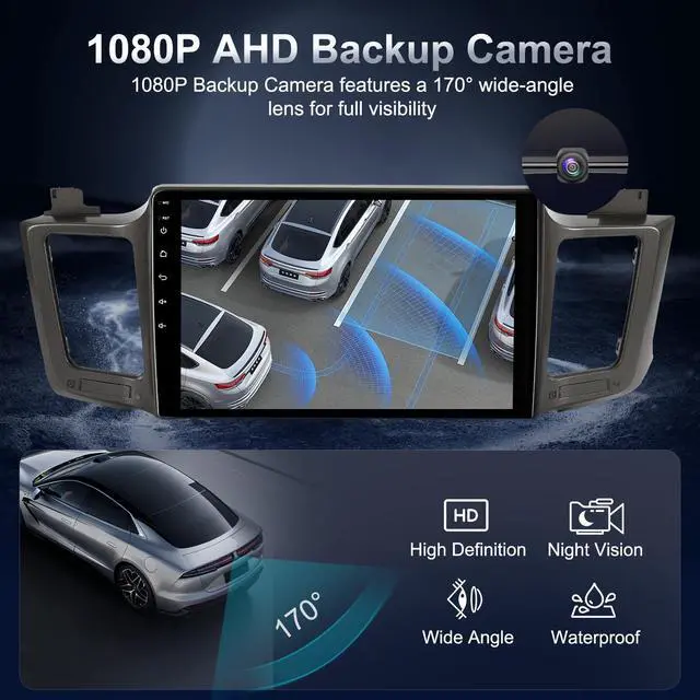 Alt view image 4 of 7 - 64G 10.2" Android Car Radio Stereo for Toyota RAV4 2013-2018 with Wireless Carplay & Android Auto | AM & FM Radio | 5G WiFi Bluetooth SWC GPS Navigation | AHD Backup Camera