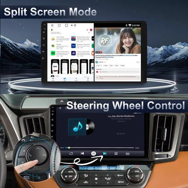 Alt view image 6 of 7 - 64G 10.2" Android Car Radio Stereo for Toyota RAV4 2013-2018 with Wireless Carplay & Android Auto | AM & FM Radio | 5G WiFi Bluetooth SWC GPS Navigation | AHD Backup Camera