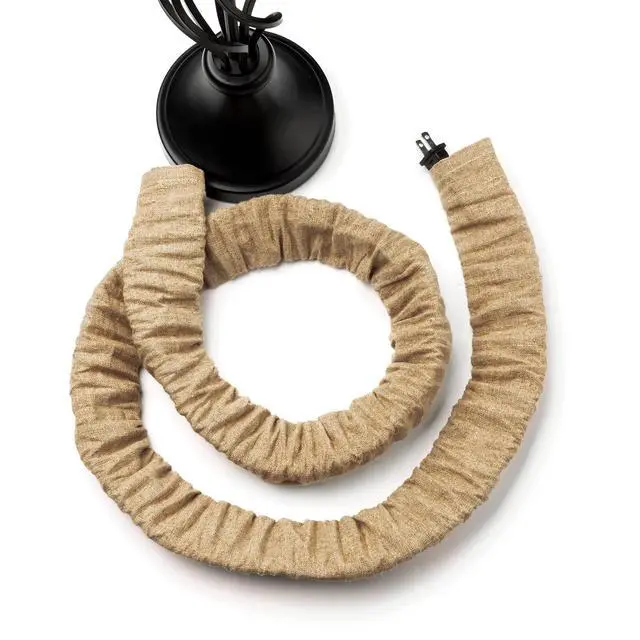 Alt view image 3 of 6 - Fabric Cord Cover & Chandelier Chain Cover 2 Pack 6Feet Length for Chandelier Lighting Wires Natural Burlap Easy to Install (Brown)