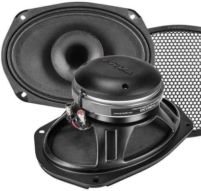 Main image of 6x9 Coaxial Car Audio Speaker 2X 69CX380-4 Loudspeaker with Built-in Tweeter Driver and Grill Included 380 Watts 4 Ohm (2 Speakers) Bundle