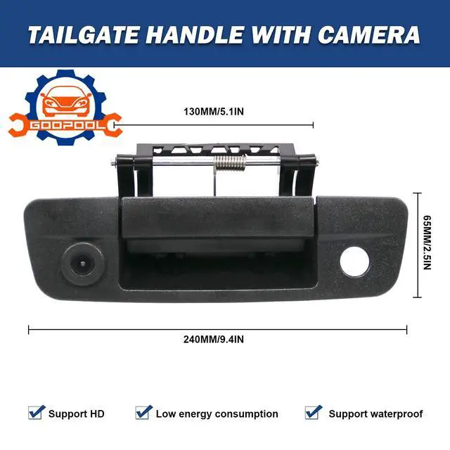Alt view image 3 of 6 - Tailgate Handle Backup Camera Compatible with 2009-2017 Dodge Ram 1500 | 2500 3500, RCA Connector, Rear View Camera