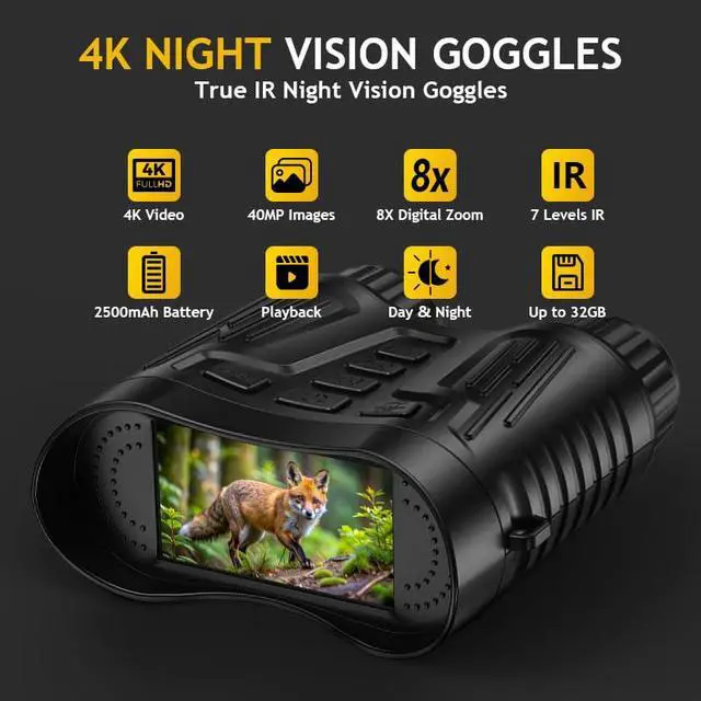 Alt view image 2 of 7 - Gifts for Men & Teens,4K Night Vision Goggles Binoculars