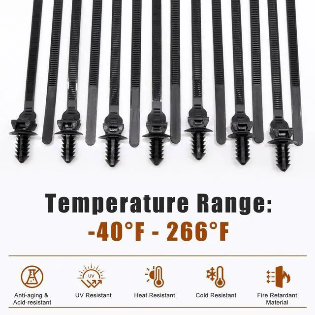 Alt view image 4 of 7 - Push Mount Zip Ties, 8 inch Cable Zip Tie Black Wire Tie with Push Pin Fir Tree Zip for Indoor and Outdoor (100 Pack)