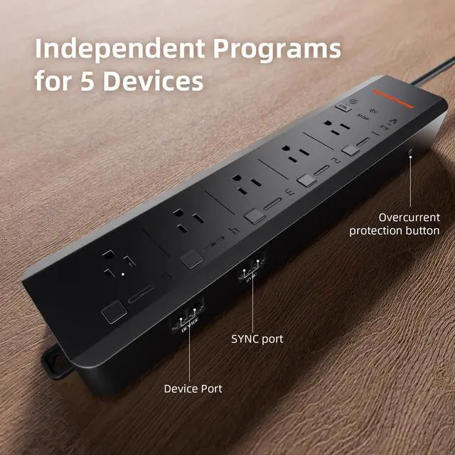 Alt view image 4 of 7 - GGS AC5 Power Strip Kits 5 AC APP-Based Controls Outlets | with 3 in 1 Soil Sensor, Temp Humid Light Sensor, Light Adapter, 10-Port Pro Adapter, for Indoor Grow Tent Garden Plant Room