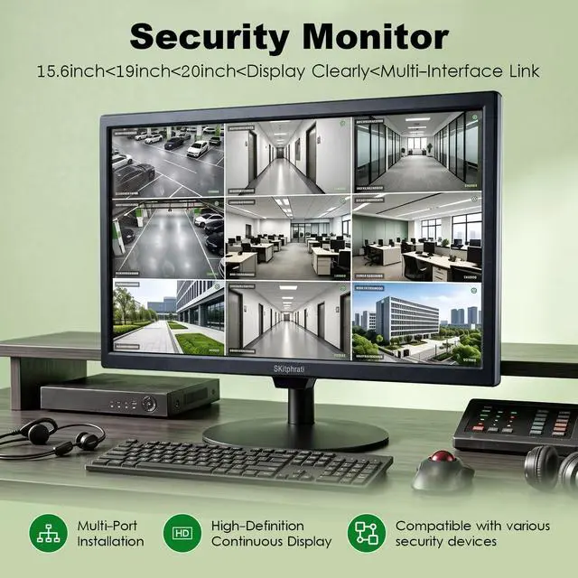 Alt view image 4 of 7 - 19" HD 1440x900 PC Monitor, 60Hz 5ms LED Screen Computer Monitor with HDMI/VGA/AV/BNC/USB, Built-in Speakers, VESA Mount, for Laptop PC Desktop Office Home Use