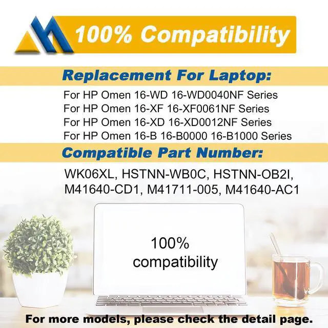 Alt view image 5 of 7 - 83Wh WK06XL M41711-005 Laptop Battery Replacement for HP Omen 16-b0xxx 16-b0000TX 16-B0047TX 16-C0xxx 16-C0167AX 16-b1001TX 16-n0023dx Omen 7 Plus 17-ck0xxx 17T-CK100 M41640-AC1 11.58V 6880mAh