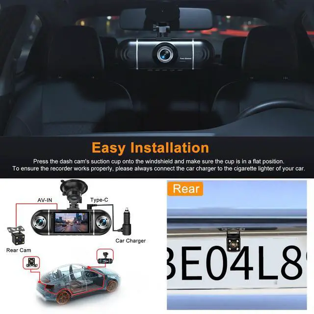 Alt view image 7 of 7 - 4 Channel 1080P Dash Cam Front Rear Left Right, 170° Wide Angle Car Camera with 5GHz WiFi App Control, Super Night Vision, 24H Parking Monitor, G-Sensor, Loop Recording, 64GB SD Card Included