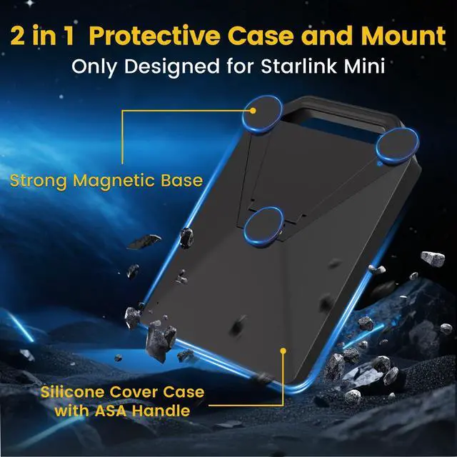 Alt view image 2 of 7 - Starlink Mini Magnetic Mount with Protective Silicone Case, 2 in 1 Satellite Dish Mounting Kit & Cover with 200lbs Magnet Bases Handle Shoulder Strap & 1/4"-20 Nuts for RVs Car Boat/Road Trip