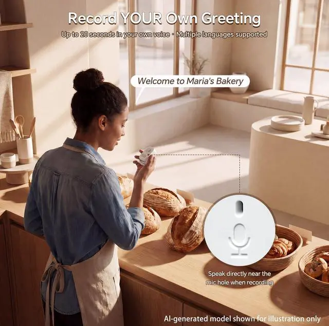 Alt view image 2 of 7 - Motion Sensor Alarm with 20s Custom Voice Recording | 120dB Loud Indoor Motion Detector Alarm, Wireless Doorbell Entry Alert for Business, Store, Office and Caregiver