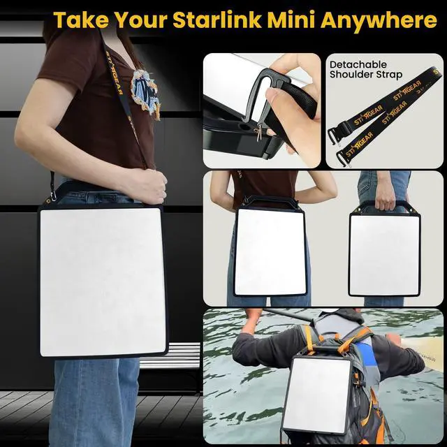 Alt view image 6 of 7 - Starlink Mini Magnetic Mount with Protective Silicone Case, 2 in 1 Satellite Dish Mounting Kit & Cover with 200lbs Magnet Bases Handle Shoulder Strap & 1/4"-20 Nuts for RVs Car Boat/Road Trip