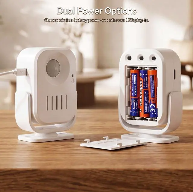 Alt view image 7 of 7 - Motion Sensor Alarm with 20s Custom Voice Recording | 120dB Loud Indoor Motion Detector Alarm, Wireless Doorbell Entry Alert for Business, Store, Office and Caregiver