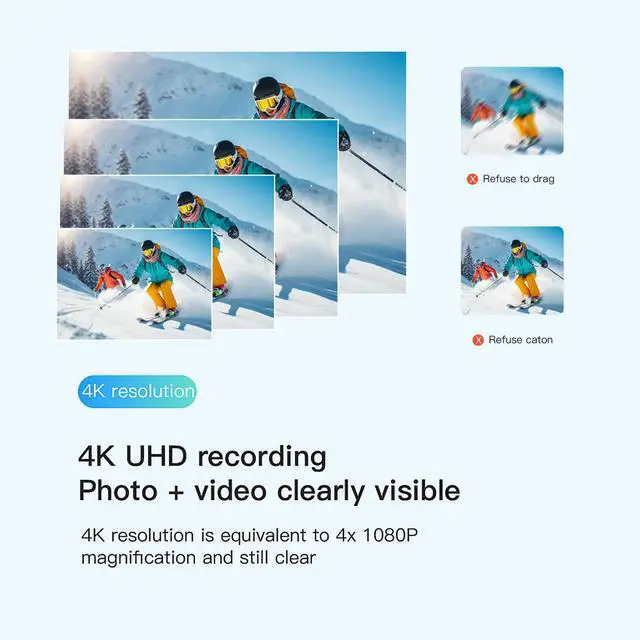 Alt view image 3 of 7 - H8 64GB 4K Thumb Action Camera, Mini Body Cameras, Wearable Vlogging Camera | Multiple Accessory Mount Anywhere Small Portable Hands-Free Helmet Cam for Work, Cycling, Travel, Pet Walking(Black)