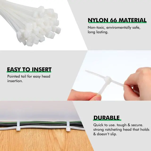 Alt view image 3 of 7 - 100 Pcs 36 Inch White Zip Ties Heavy Duty Cable Ties for Indoor and Outdoor Binding Fences, Awnings Tying, Branches Bundling of Crops