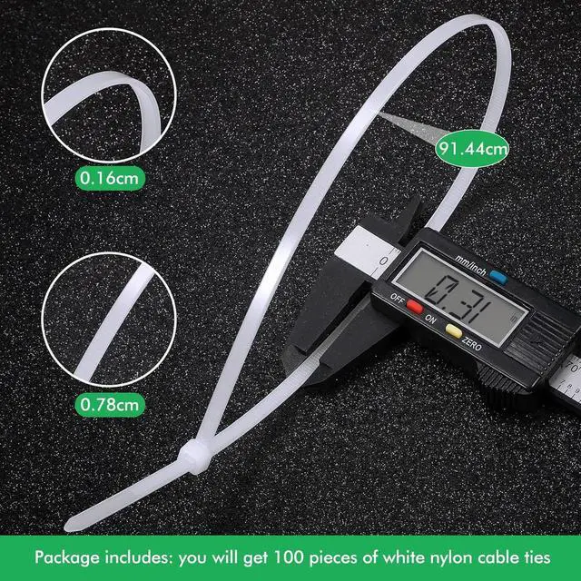 Alt view image 2 of 7 - 100 Pcs 36 Inch White Zip Ties Heavy Duty Cable Ties for Indoor and Outdoor Binding Fences, Awnings Tying, Branches Bundling of Crops