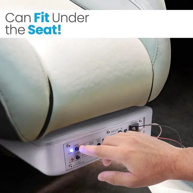 Alt view image 4 of 7 - 8-Inch Low-Profile Amplified Subwoofer System - 600 Watt Compact Enclosed Active Marine Underseat Car Subwoofer with Built in Amp, Powered Car Subwoofer w/Low & High Level Inputs PLMRSBA8,Silver