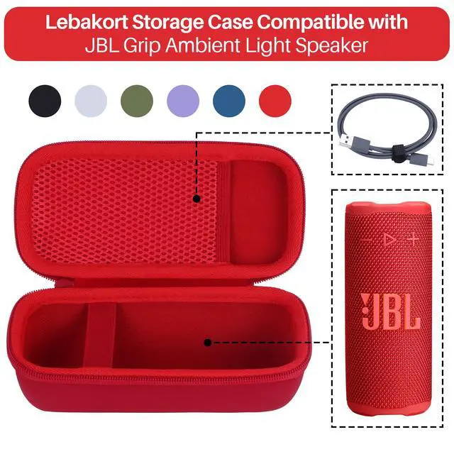 Alt view image 3 of 7 - Storage Case Compatible with JBL Grip Ambient Light Portable Speaker (Black Case) | Hard shell, shockproof protection, compact speaker protection case, durable handle, easy to carry