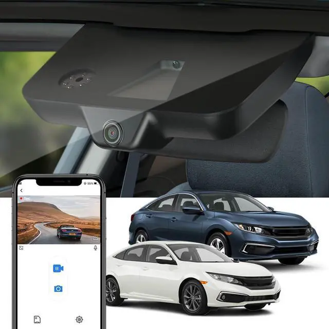 Main image of 4K Dash Cam Suitable for Honda Civic 2016-2021 & Insight 2019-2022 (with 8 Vents, HD2-0323), OEM Factory Look, UHD 2160P Video, Built-in WiFi & APP, Loop Recording, Gravity Sensor, 64GB Card
