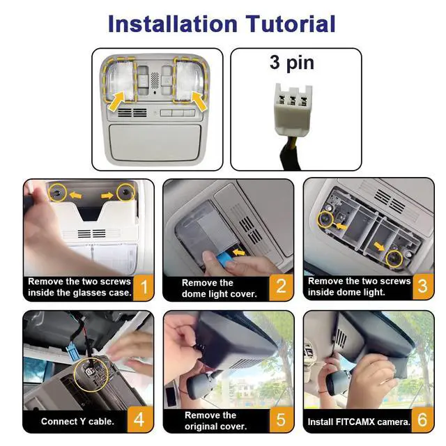 Alt view image 6 of 7 - 4K Dash Cam Suitable for Honda Civic 2016-2021 & Insight 2019-2022 (with 8 Vents, HD2-0323), OEM Factory Look, UHD 2160P Video, Built-in WiFi & APP, Loop Recording, Gravity Sensor, 64GB Card