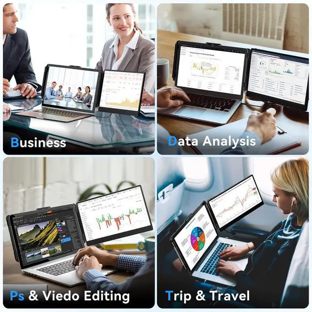 Alt view image 5 of 7 - Laptop Screen Extender, 14 Portable Monitor for Laptop, 1080P FHD Dual Monitor for 13"-17" Laptops, Second Extended Computer Monitor for Travel Work, Compatible with Windows Mac Android Switch PS
