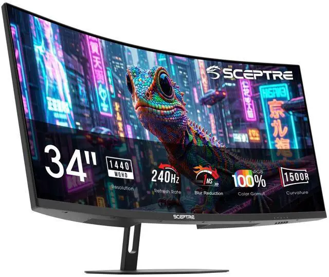 Main image of New! Curved 34-inch Prime Gaming Monitor 3440 x 1440 up to 240Hz 1500R 1ms 100% sRGB DisplayPort x2 HDMI x2 Build-in Speakers, Machine Black 2027 (C345B-QU240T Series)