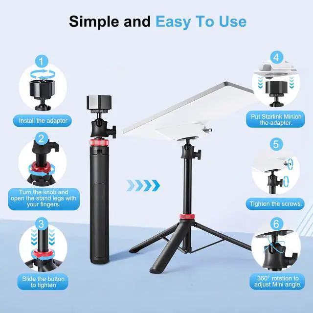 Alt view image 7 of 7 - Starlink Mini Tripod Stand Mount with Aluminum Adapter,Portable & 360° Tilt | Compatible with Starlink Mini Terminal,Lightweight Ground Stand Mount for Outdoor Camping,RV, BackpacTravel