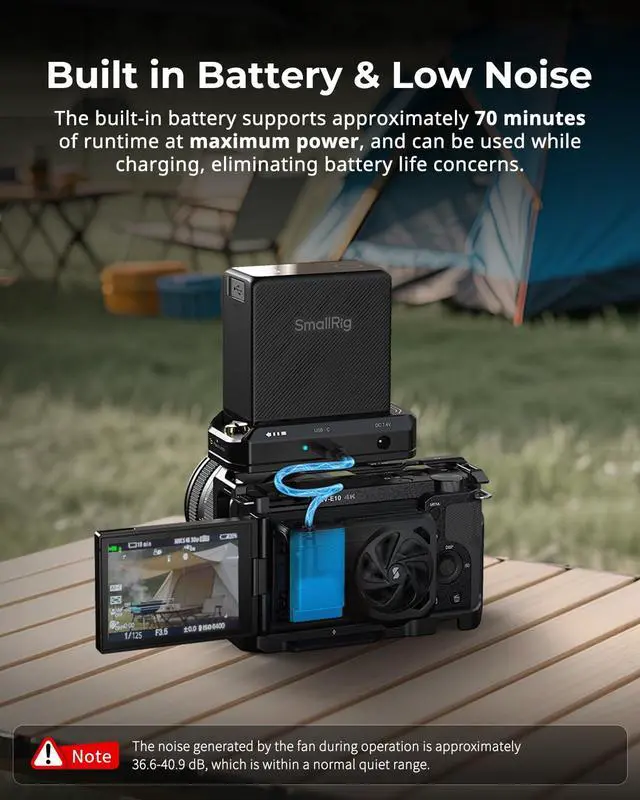 Alt view image 5 of 7 - TEC Cooling Fan Built-in Battery, External Camera Cooling System with TEC Cooling Module, for Sony A7 IV/A7S III/A7C II/A6700/ ZV-E10 / ZV-E10 II/FX3/FX30, for Canon R5/R5 II/R6 III/R6 V