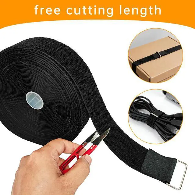 Alt view image 3 of 6 - 2" x16ft Hook and Loop Straps, Long Adjustable Fastening Straps with 10 Metal Buckles, Cut to Length Cinch Straps, Reusable Nylon Securing Cord Ties for Organizer or Storage