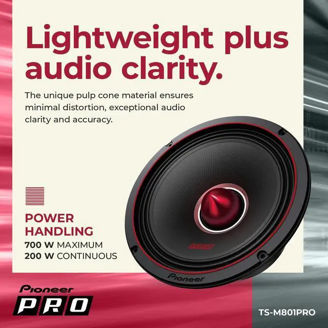 Alt view image 4 of 7 - P.R.O. Series TS-M801PRO 8" Car Speakers 600W Max | Perfect for High-SPL Builds and Pro-Level Car Audio