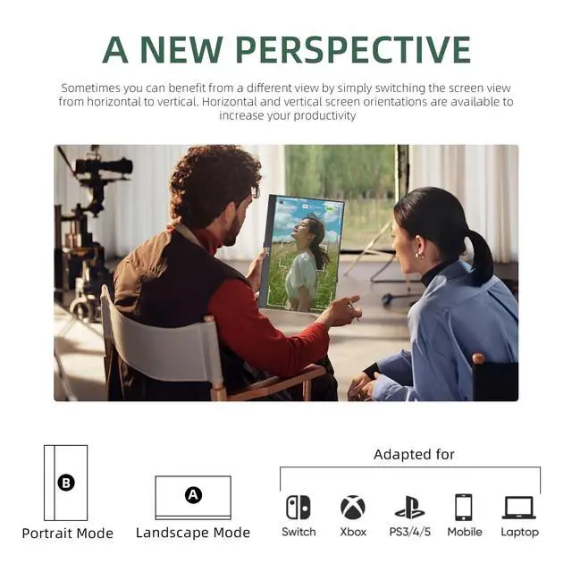 Alt view image 5 of 7 - 15.6" Wireless Portable Monitor 1080P FHD IPS 100% sRGB, Built-in Kickstand Second Screen for Laptop, AirPlay & Miracast Wireless Casting, USB-C HDMI Plug and Play External Display for PC Phone