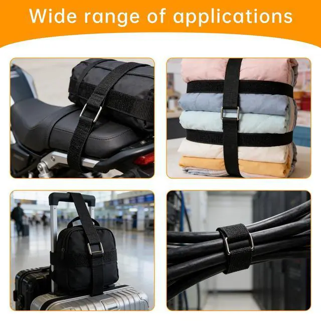 Alt view image 6 of 6 - 2" x16ft Hook and Loop Straps, Long Adjustable Fastening Straps with 10 Metal Buckles, Cut to Length Cinch Straps, Reusable Nylon Securing Cord Ties for Organizer or Storage