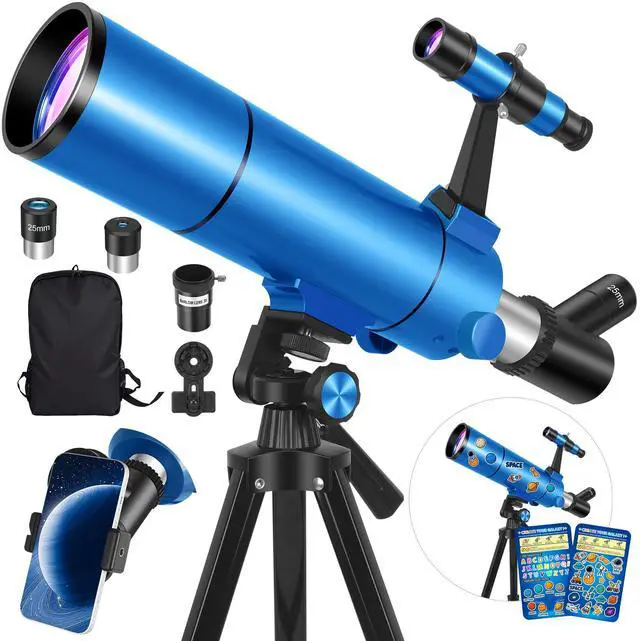 Main image of Telescope for Adults & Kids, 80mm Aperture 500mm (20X-150X) | Portable Refractor Telescopes, for Astronomy Beginners, with Tripod Phone Adapter, Stickers, Backpack, Travel and Stargazing