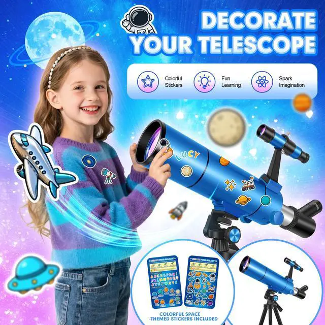 Alt view image 3 of 6 - Telescope for Adults & Kids, 80mm Aperture 500mm (20X-150X) | Portable Refractor Telescopes, for Astronomy Beginners, with Tripod Phone Adapter, Stickers, Backpack, Travel and Stargazing