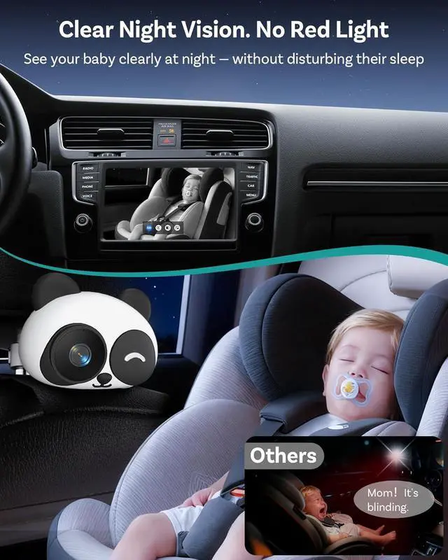Alt view image 4 of 7 - Carplay Baby Car Camera Monitor for Wireless Backseat Babycam | Plug&Play 1080p HD Split Screen Navigation for Parents&Pet Owners Safety Infants