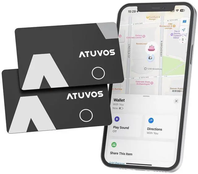 Main image of Wallet Tracker Card Ultra-Thin 1.6mm, Smart Air Tag Bluetooth Tracker Works with Apple Find My (iOS Only), Item Finder Tag for Luggage, Passports, 3-Year Battery Life, IP67 Waterproof, 2 Pack