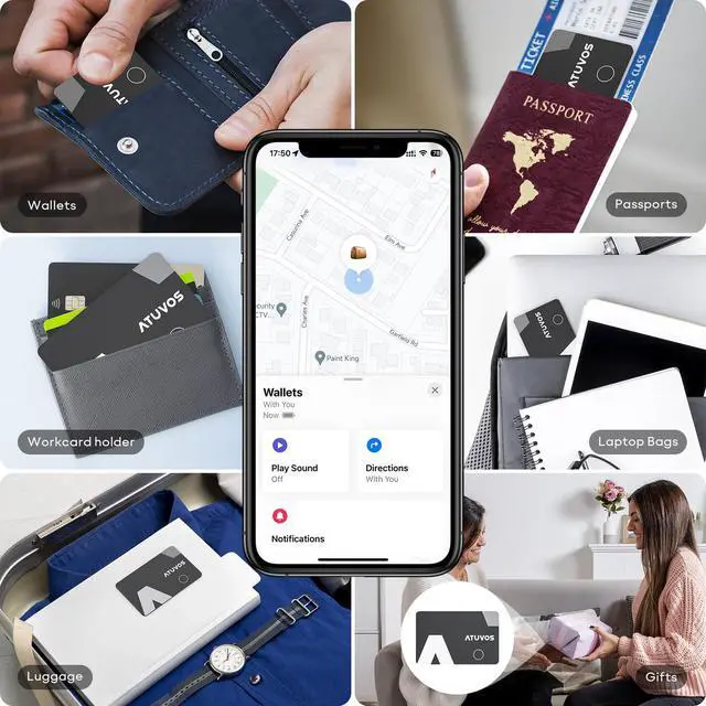 Alt view image 6 of 7 - Wallet Tracker Card Ultra-Thin 1.6mm, Smart Air Tag Bluetooth Tracker Works with Apple Find My (iOS Only), Item Finder Tag for Luggage, Passports, 3-Year Battery Life, IP67 Waterproof, 2 Pack