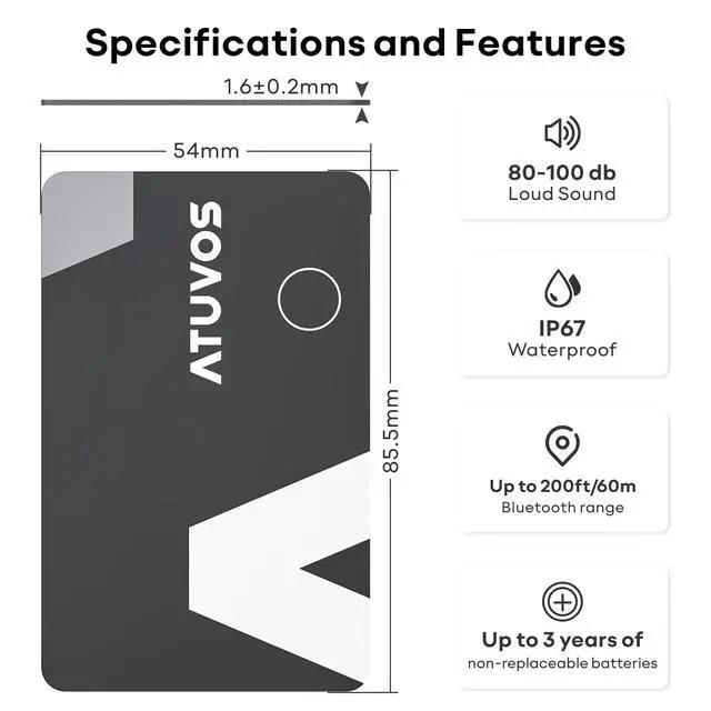 Alt view image 7 of 7 - Wallet Tracker Card Ultra-Thin 1.6mm, Smart Air Tag Bluetooth Tracker Works with Apple Find My (iOS Only), Item Finder Tag for Luggage, Passports, 3-Year Battery Life, IP67 Waterproof, 2 Pack