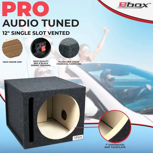 Alt view image 3 of 7 - Bbox 12SVSC Single Vented 12 Inch Subwoofer Box - Premium Subwoofer Box Improves Audio Quality, Sound & Bass - Car Subwoofer Boxes & Enclosures with Nickel Finish Terminals