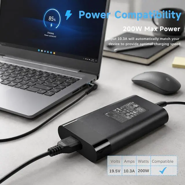 Alt view image 7 of 7 - Laptop Charger Compatible with HP Victus 4.5*3.0mm Tip 200W Adapter | Compatible with Omen Gaming 15 17 Pavilion 15 17 Zbook 15 17 Victus 15 16 Envy 15 TPN-DA10 L00818-850 ADP-200HB B TPN-LA21