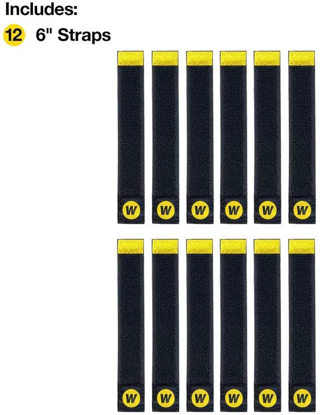 Alt view image 3 of 7 - Selfie Straps by - 6-inch (12-Pack) Black | Elastic Hook and Loop Cord Organizer Wraps for Phone Charger, Computer, Electrical Charging Cord and Cable Storage