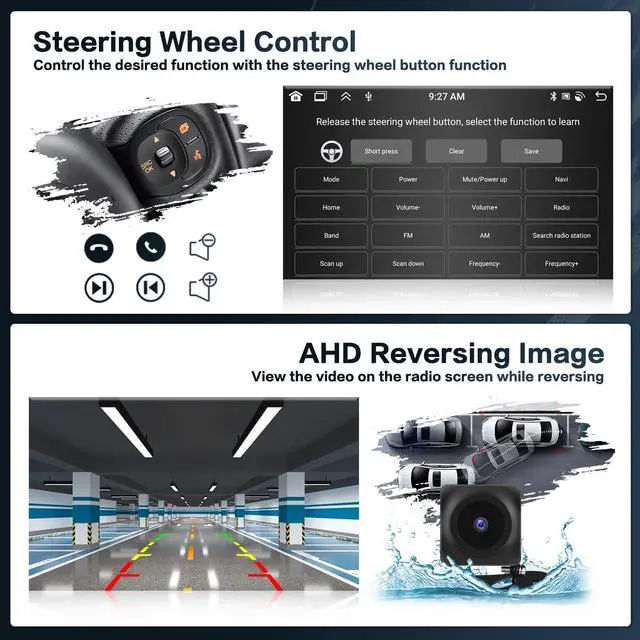 Alt view image 5 of 7 - 8 Core 4+64G Radio for Hyundai Elantra 2014-2016 Stereo Upgrade | Android 15, 59UI, 9" Touchscreen, Wireless CarPlay/Android Auto, GPS, Bluetooth, EQ, Free AHD Backup Camera