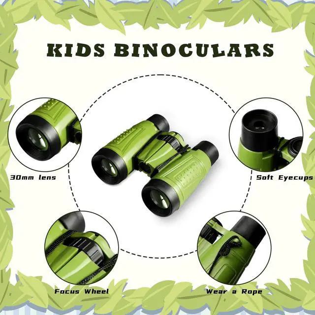 Alt view image 2 of 6 - 24 Pcs Binoculars Bulk Educational Compact Binoculars with Neck String Telescope for Learning Bird Watching Camping Hiking Travel Safaris Birthday Gifts(Green)