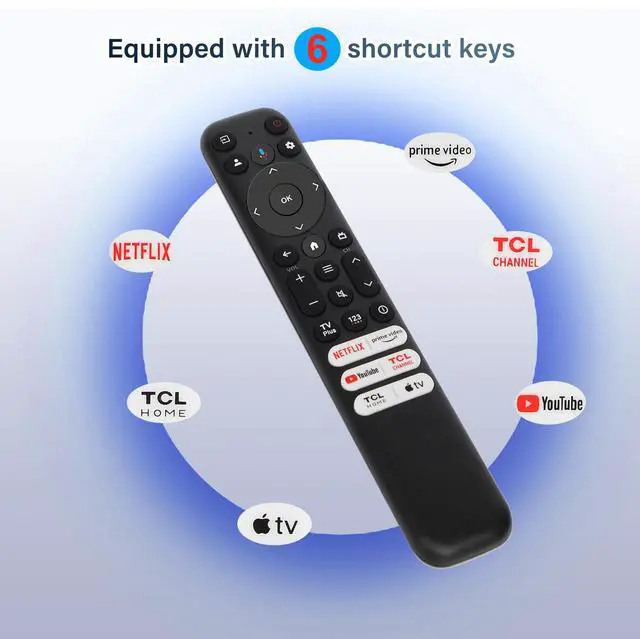 Alt view image 3 of 6 - RC813 Voice Remote Control, for TCL Google TV Remote Control, Comes with 6 Shortcut Keys. Compatible with TCL 4k QLED/UHD/QD-Mini Series Smart TVS