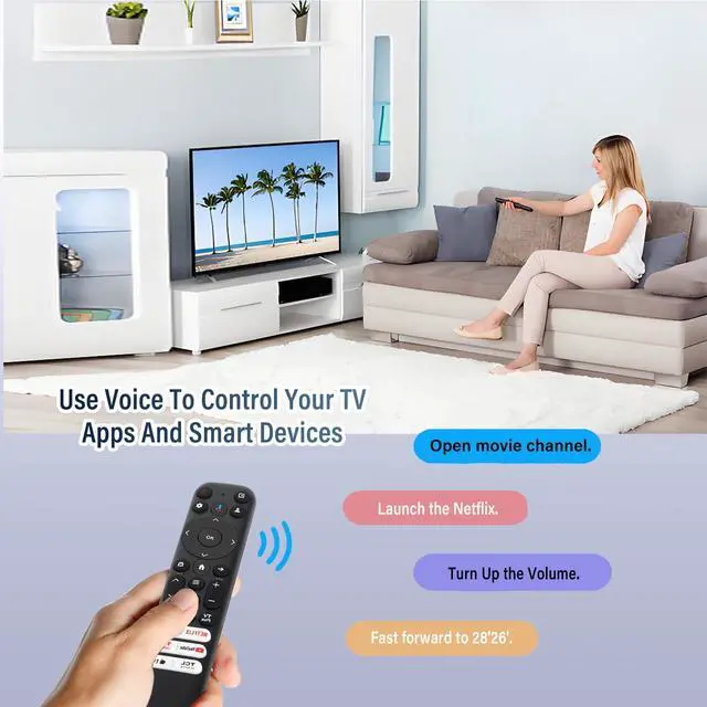 Alt view image 4 of 6 - RC813 Voice Remote Control, for TCL Google TV Remote Control, Comes with 6 Shortcut Keys. Compatible with TCL 4k QLED/UHD/QD-Mini Series Smart TVS